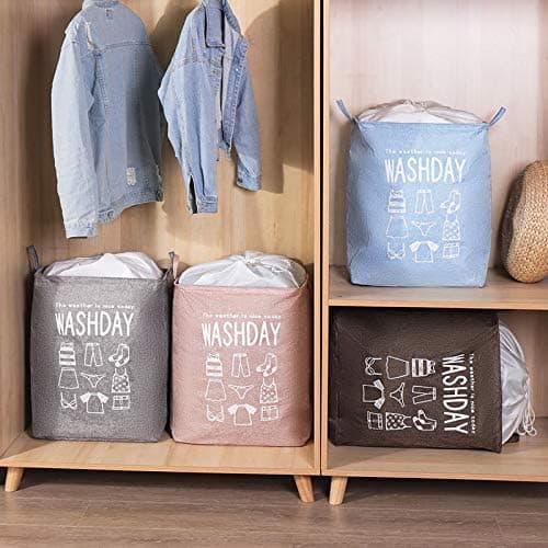 Large Laundry Hamper, Quilt, Clothes, Toys and Sundries Storage Bag, Dustproof Drawstring Opening, Foldable Brown Brown