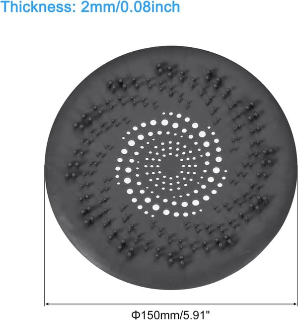 5.91 inch Round Drain Cover with Suction Cup for Kitchen, Bathroom, and Balcony Dark gray*2 Dark gray*2