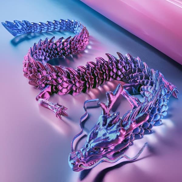 3D-printed Dragon - Movable Dragon Fidget Toy - Fully Articulated and Poseable - Detailed Crystal Figurine - Creative and Fun Gift