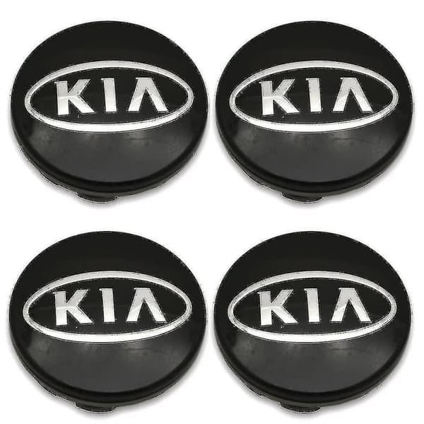 Sæt med 4 sorte 60 mm hjulcenterkapsler til Kia