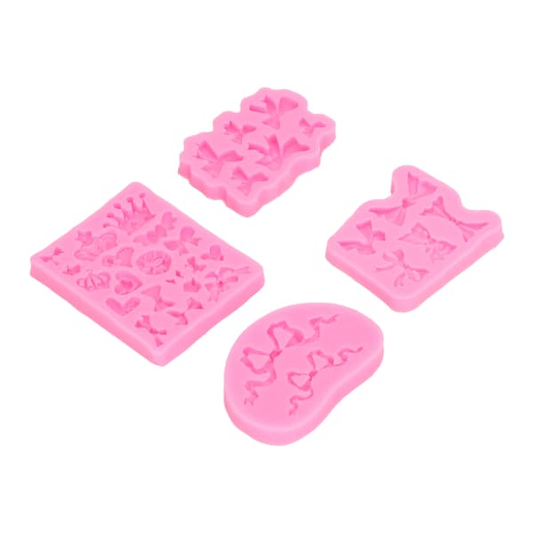 4 stk. sløjfe-krone silikoneforme, holdbare fødevaregodkendte non-stick fondantforme til kage, brød, chokolade