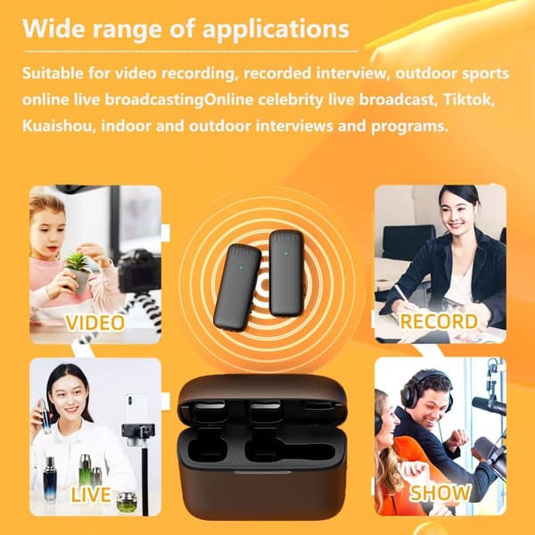 Trådløs Lavalier Mikrofon for iPhone med Ladeetui for Intervjuopptak, Vlogging, Livestreaming