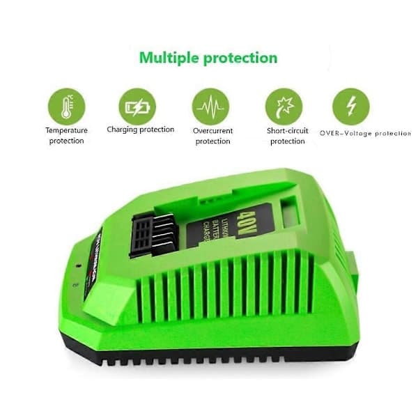 40V litiumbatterilader for GreenWorks 29482 G-MAX 40V - Batteri 29472 29482 29652 G40825 EU-plugg