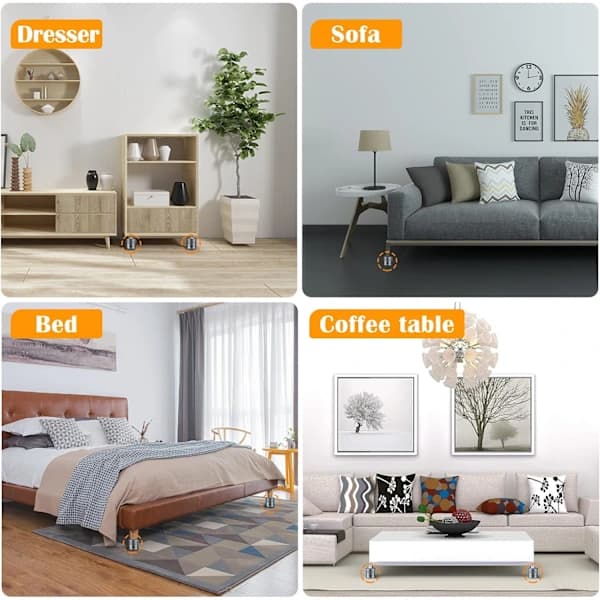 Furniture Risers 4-pack Adjustable Metal Bed and Sofa Risers 2.3 to 4.3 cm for Tables Cabinets and Appliances Grey Grey