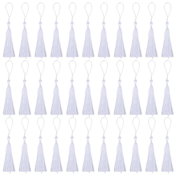 100 stk. hvide 13 cm/5 tommer bløde kvaster, håndlavede silkekvaster til fremstilling, gør-det-selv-projekter, bogmærker