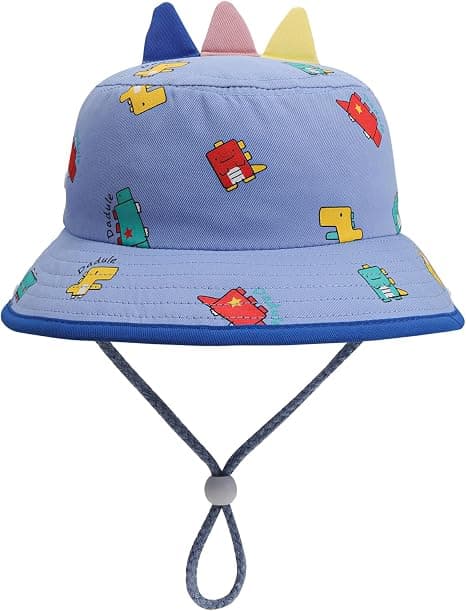 Sommerhatt med bred brem for småbarn, solhatt med hakestropp, UPF50, egnet for barn, gutter og jenter 2-8 år (2-pakning)