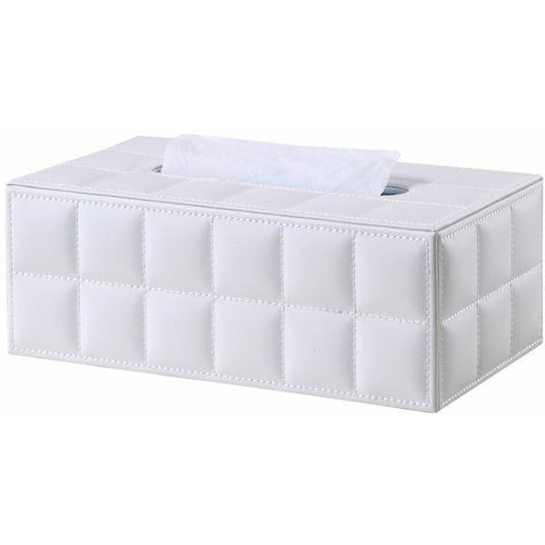 PU-läder servettbehållare, servettdispenser, 25 x 14 x 9,5 cm (vit)