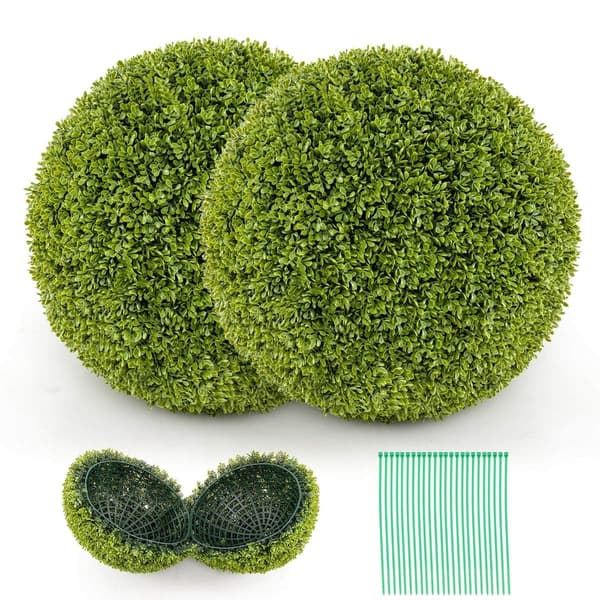 Sett med 2 buksbomkuler, 39 cm buksbomkuler, UV-bestandige, dekorative kuleplanter til hjemmet