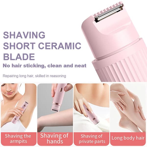 Elektrisk barbermaskine med dobbelthoved, 2-i-1 smertefri epilator til kvinder (pink)