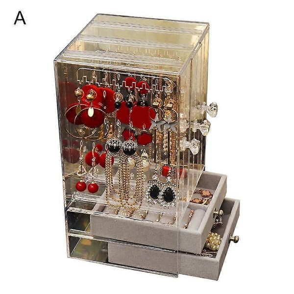 Large Earring Storage Organizer Multifunctional PS Larger Drawers Jewelry Display Box for Bracelets A A