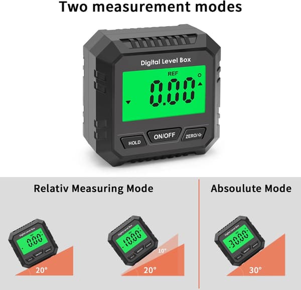 Digital Angle Gauge Magnetic Protractor Inclinometer Level Angle Detector Angle Cube Level Box with Magnetic Base and Backlight (Black)