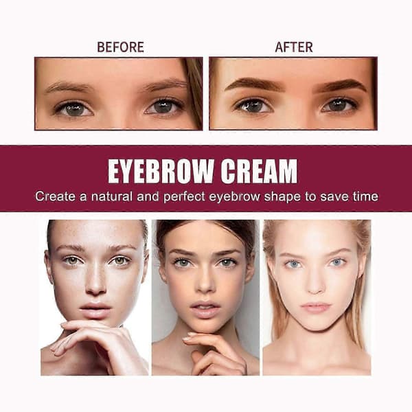 3-in-1 Waterproof Eyebrow Brush Set Long-lasting, Natural Finish Eyebrow Cream with Double-sided Fine & Angled Brushes for Perfect Brows