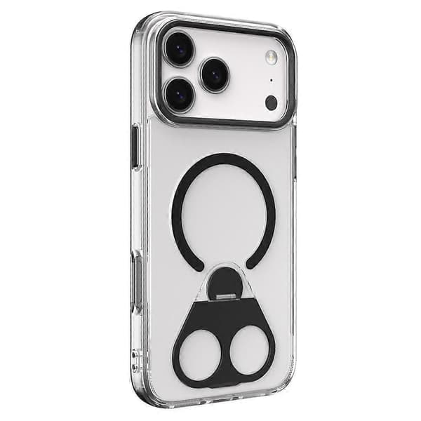 TKdaddy For iPhone 17 Pro Phone Case Compatible with MagSafe TPU Acrylic Back with Ring Stand Black