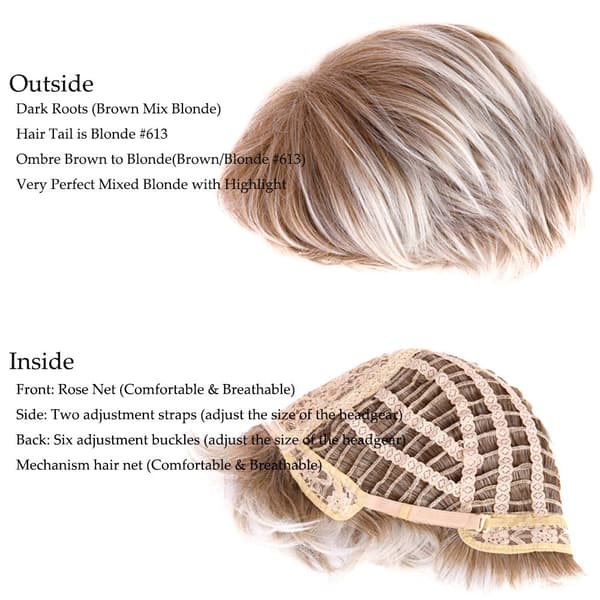 Kort Blond Lagdelt Parykk for Hvite Kvinner Syntetisk Hår for