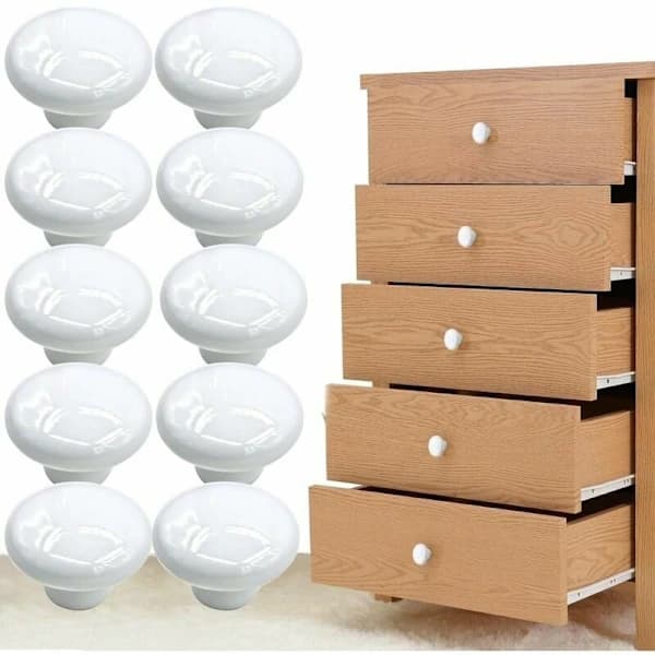 Door Knob 10 pcs 33 mm Ceramic Kitchen Door Handle Drawer Cabinet Door Knobs White