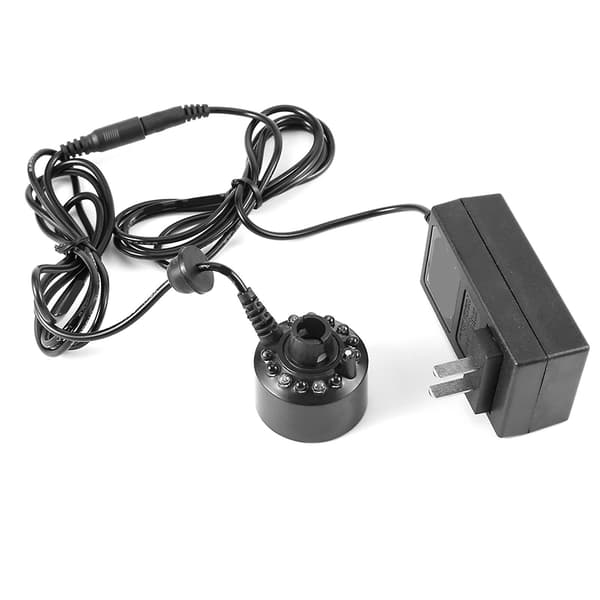 1 stk 12LED fargerik tåkegenerator for vannfontenedam med strømadapter 110-240V US-plugg