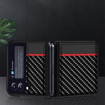 Kolfiber-fodral med textur för Samsung Galaxy Z Flip4 (Blå)