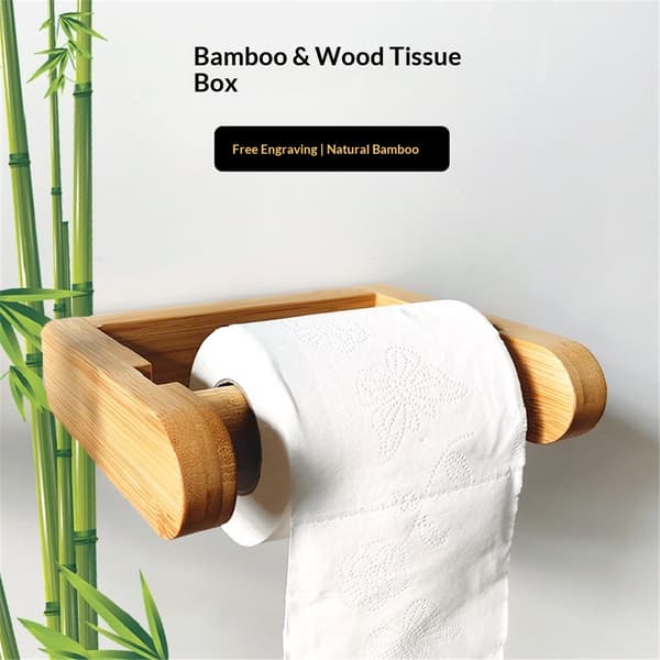 Bambuinen WC-paperiteline ilman porausta, luonnollinen bambuinen WC-paperiteline