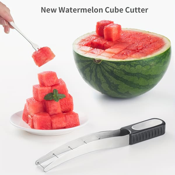 Watermelon Slicer & Divider in Stainless Steel, Creative Reusable Cutter Fruit Tool Kitchen Utensil