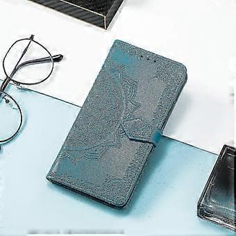 Iphone 11 Fodral Läder Plånboksfodral Präglad Mandala Magnetisk Flip Skydd Stötsäker - Blå