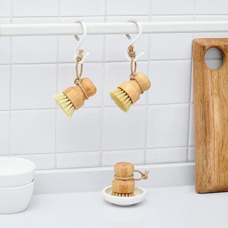 Bamboo Brush for Sink, Natural Wood Dish