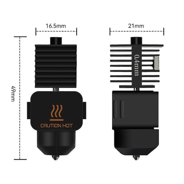Hotend-sæt til A1/A1 Mini Hurtig Hastighed Hot End-montering 0,6 mm Hærdet Ståldyse 3D-printerdele