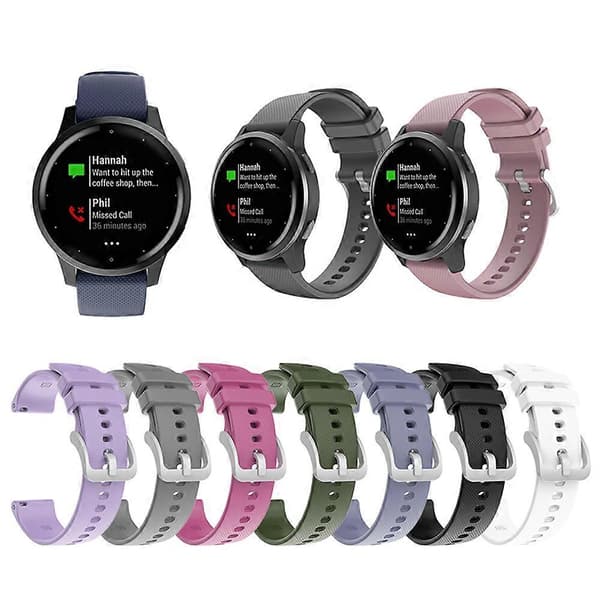Urrem til Garmin Venu Sq Silikone Sølv Spænde Rem til Garmin Vivomove3 Udskiftning Mørkegrå Dark Gray