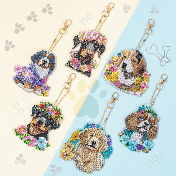 Nøglering med diamanter til hunde DIY 5D Diamantkunst Pa DXGHC