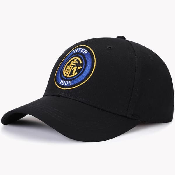 Caps brodert trendcaps uformell baseballcaps-Inter Milan svart, stor hodeomkrets fordypet [56-65cm]