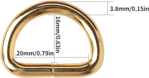 30 Pieces D-Ring Buckles Unwelded Gold Metal Buckle Ring Sewing Accessories