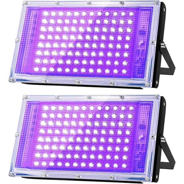 2 pcs 100W UV LED Black Light IP65 Waterproof, Compatible with Aquarium, Fluorescent Paint, Neon, Bar, Party