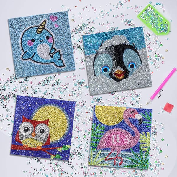 Fire pakker Ugle Serie Børn DIY 5D Diamantmaling efter Tal Sæt