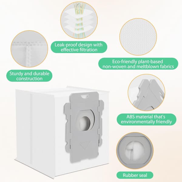 6-pak vakuumposer kompatible med iRobot Roomba i7+, i3+, i4+, j7+, j9+, s9+, Clean Base Auto-Empty