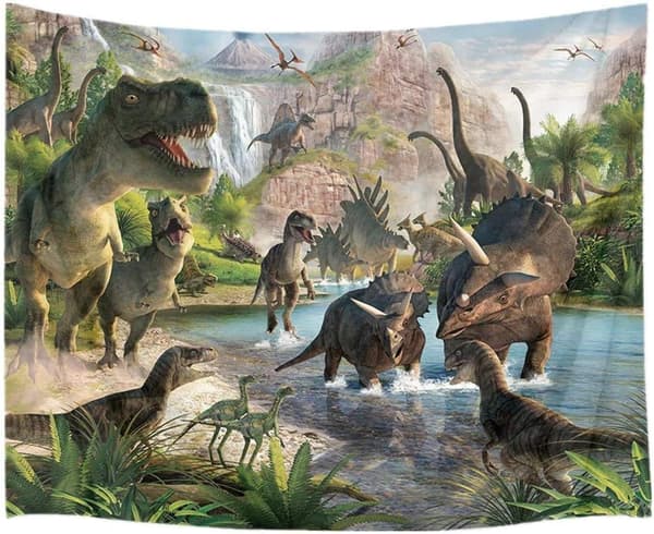 Dinosaur Tapestry Animal Antique Fabric Fo