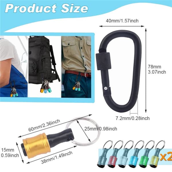 1/4 inch Hex Key Holder Bit Holder Extension Rod Keychain Screw Drill Adapter with Male Mount