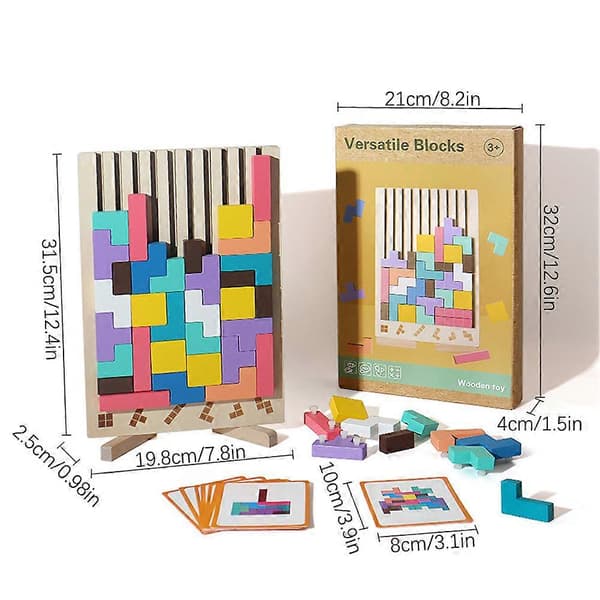 Pedagoginen 3D-puupalapeli lapsille ja nuorille, motorinen lelu [JUN]
