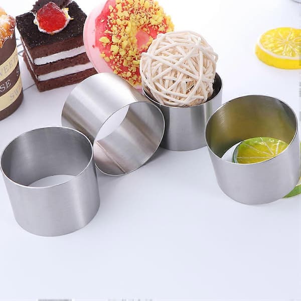 8 stk Metall Runde Kakeformer Ring Kakeform Rund Form Kakeform Kjeks Mousse Form Sølv 8 Silver 8 6X6X5CM