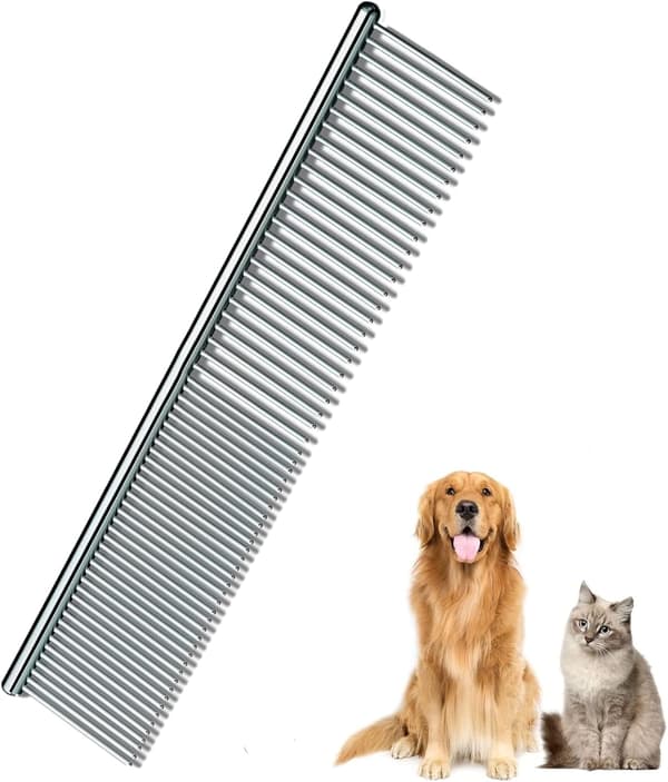 Stainless Steel Pet Comb, Pet Comb for Large Medium Small Dogs Cats Fur Detangling Tool for Pets