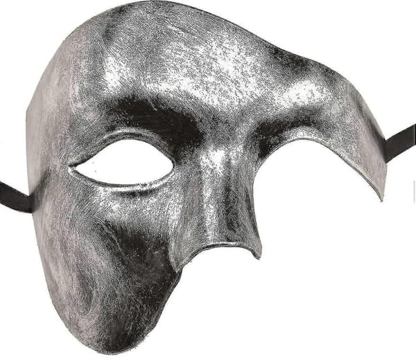 Miesten naamio, Halloween, Oopperan kummitus, hopea Silver