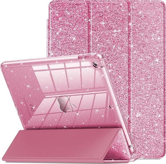 Etui til iPad 9. generasjon 2021/ iPad 8. generasjon 2020/ iPad 7. generasjon 2019 10,2 tommer, pennholder for barn, rosa