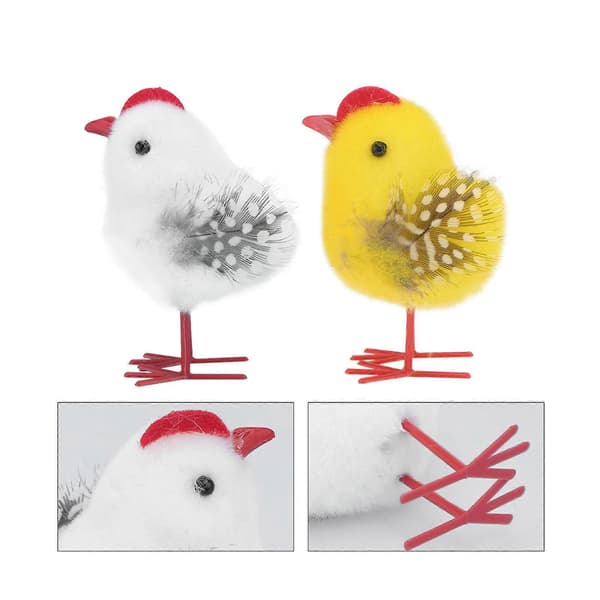 Små kyllingfigurer Simulering Kyllingmodeller Pynt Påskefest Dekorativ Hvit 7X6CM 8stk[DB]