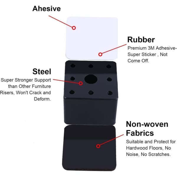 4-pack möbelhöjare 5 cm höjd för bord, stol, soffa, kompatibel med olika märken