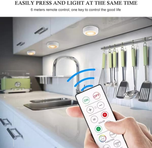 6 Pack LED Spotlights with 2 Remote Controls, RGB Design - Multicolor