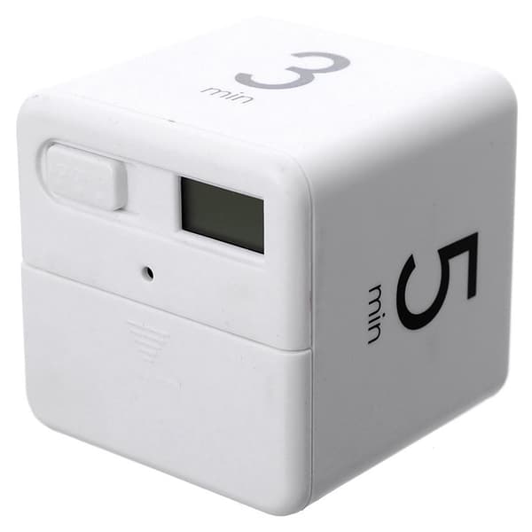 Hvid terning køkkentimer, 1-pak, digital nedtælling, magnetisk, batteri påkrævet