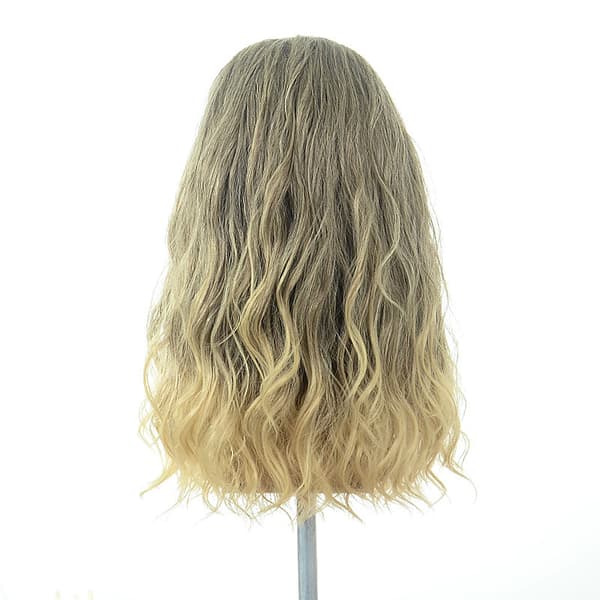 Lång Lockig Blond Brun Herrperuk med Mustasch Halloween Cosplay Kostym Festperuk