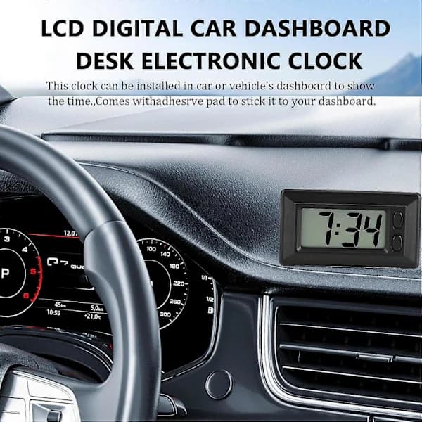 NA/Klocka Bil Klocka LCD Digital Klocka Mini Klocka Bilklockor för Instrumentbräda Lättläst Datum Tid Stora Siffror Batteridriven