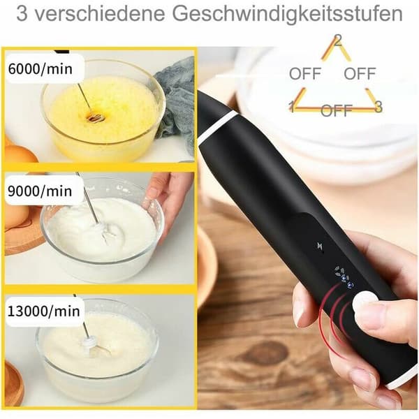 Elektrisk melkeskummer USB oppladbar rustfritt stål - 2 i 1 - For kaffe, latte og cappuccino, egg