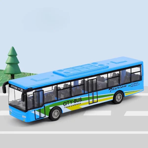 Højkvalitets seje buslegetøj med pull-back-funktion, simulerer udsøgt og interessant karosseri til børn, bus til småbørn