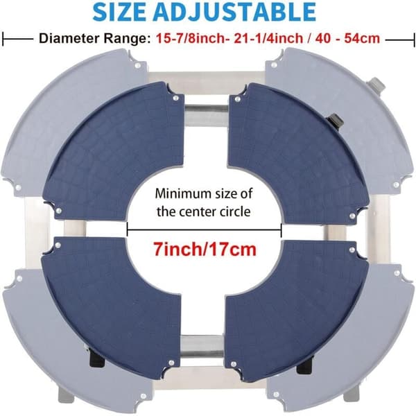 360° Rotating Plant Caddy with Wheels, 200KG Capacity, Adjustable Tray Ø 40-54cm, Compatible with Flower Pots, Umbrella Base, Trash Can, Blue