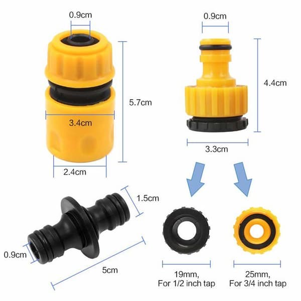 Puutarhaletkun pikaliittimet 20 kpl – 10x 1/2'' + 5x kaksoisliitintä + 5x sovitinta 3/4'' (ABS)